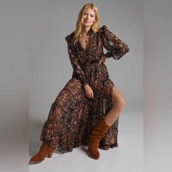 Anthropologie MISA Ruffled Floral Maxi Dress - Picture 3 of 14